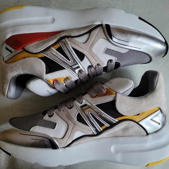 Alexander Mcqueen 42 9 Sprint Runner Court Trainer Oversize Sneaker White Silver - Picture 8 of 12